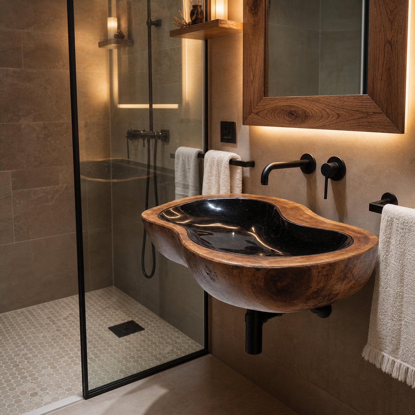 Farmhouse Solid Wood Wash Basin For Rustic Bathroom Vanity Decor - product view 6