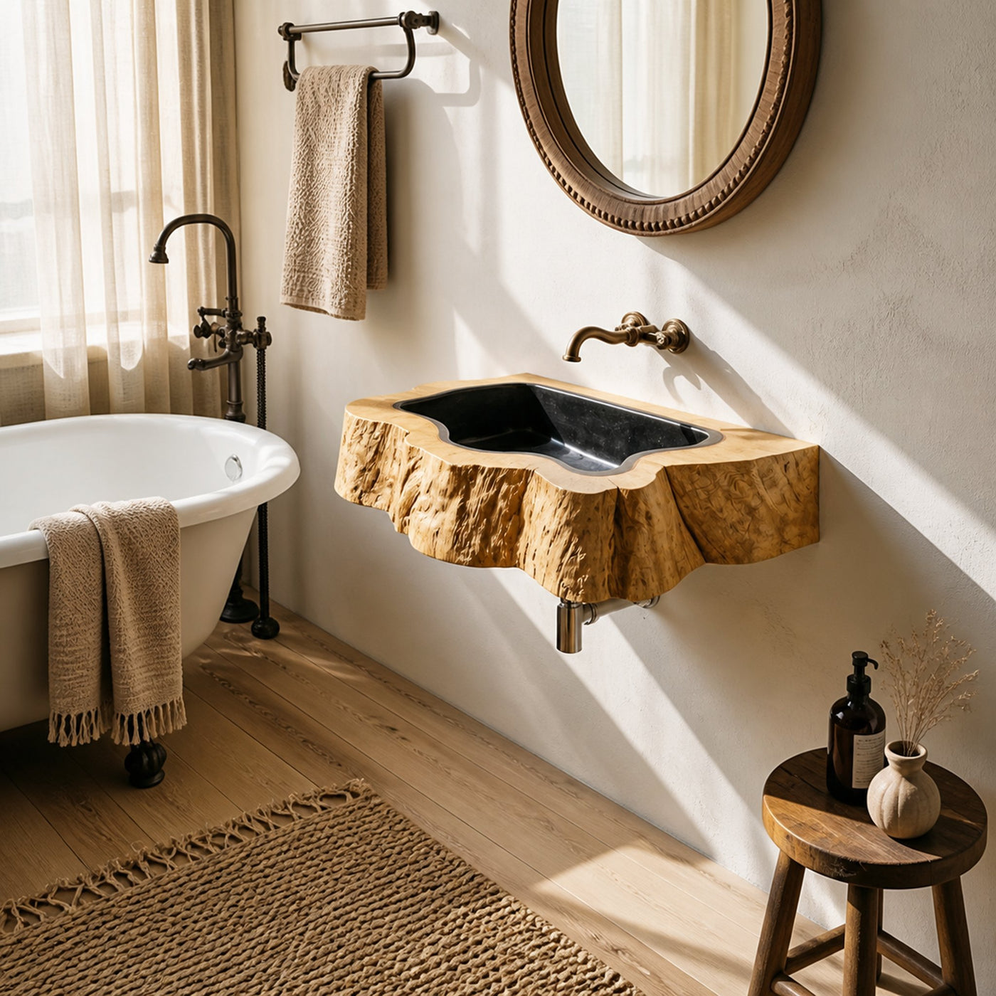 Farmhouse Wall Mounted Wooden Bathroom Sink For Bathroom Furniture Style - product view 6