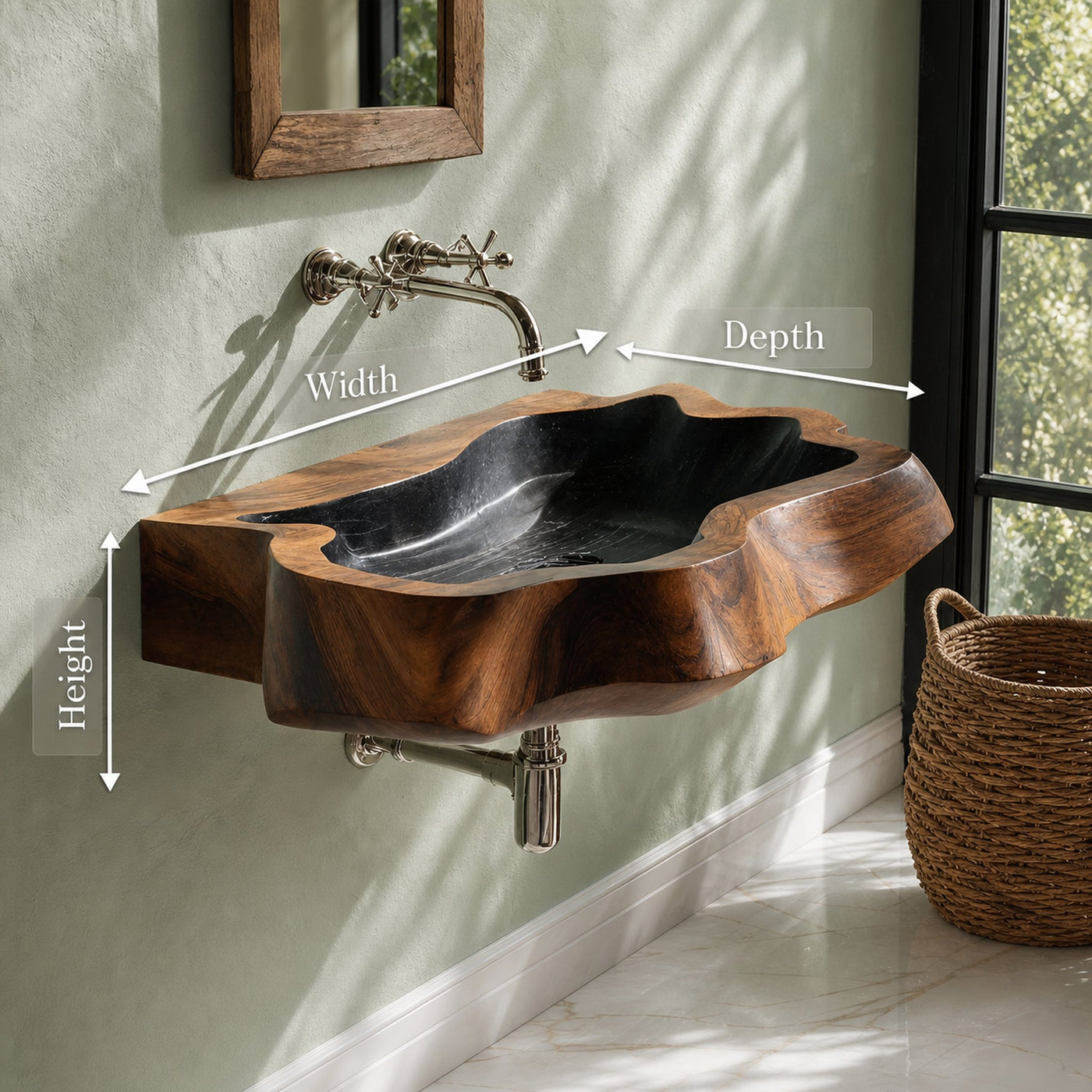 Farmhouse Wall Mounted Wooden Bathroom Sink For Classic Bathroom Design - product view 8