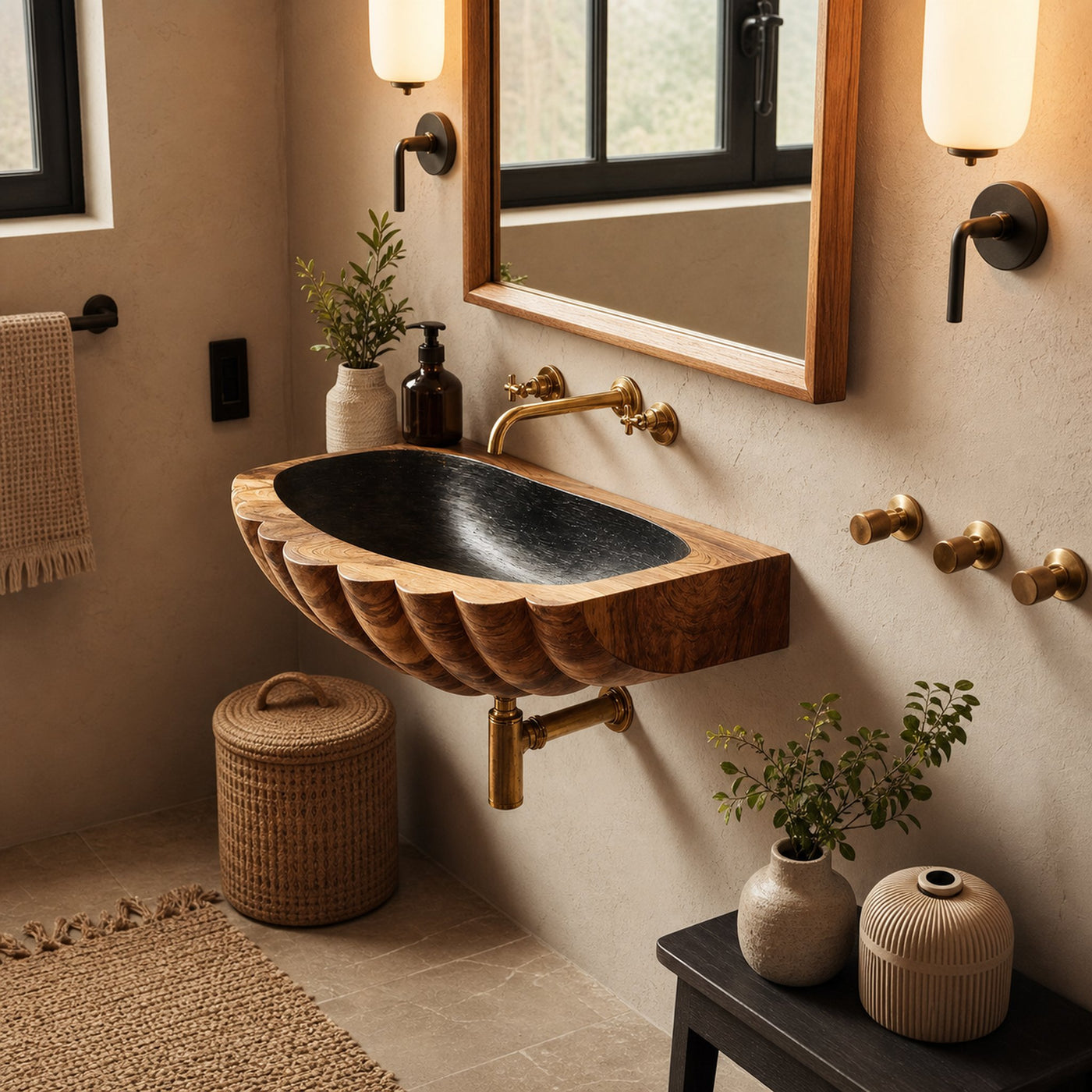 Farmhouse Wall Mounted Wooden Bathroom Sink For Rustic Bathroom Decor - product view 6
