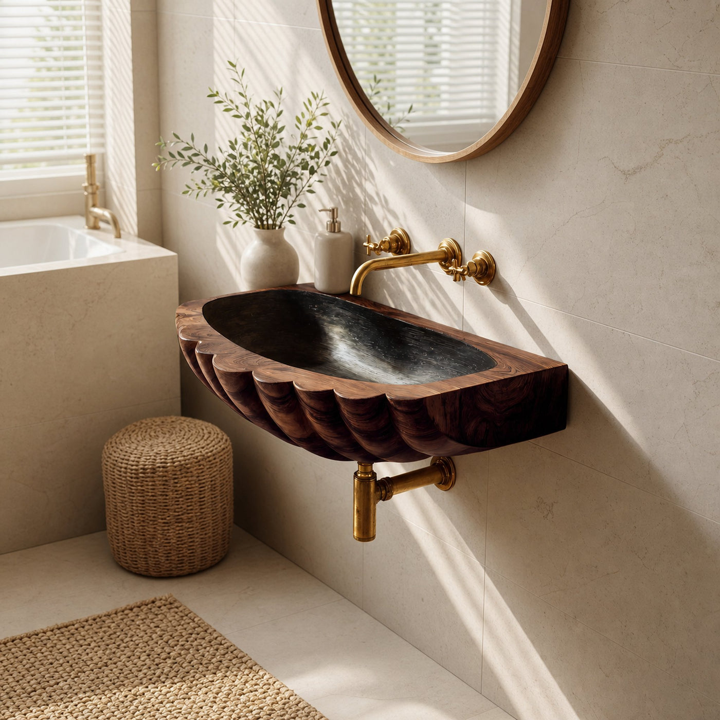 Farmhouse Wall Mounted Wooden Bathroom Sink For Rustic Bathroom Decor - product view 7