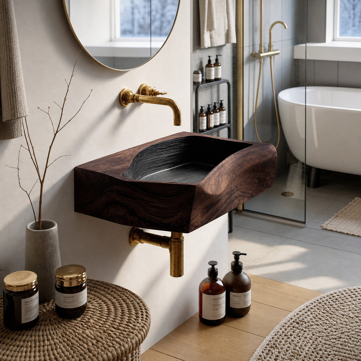 Farmhouse Wall Mounted Wooden Bathroom Sink For Warm Bathroom Decor - product view 7