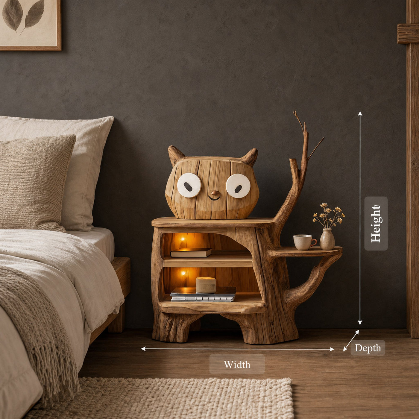 Farmhouse Wood Side Table For Cozy Bedroom Corners - product view 8