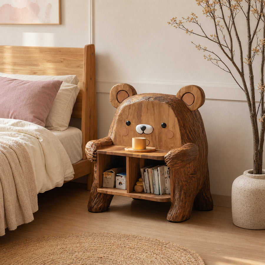 Farmhouse Wood Side Table For Furniture Decoration