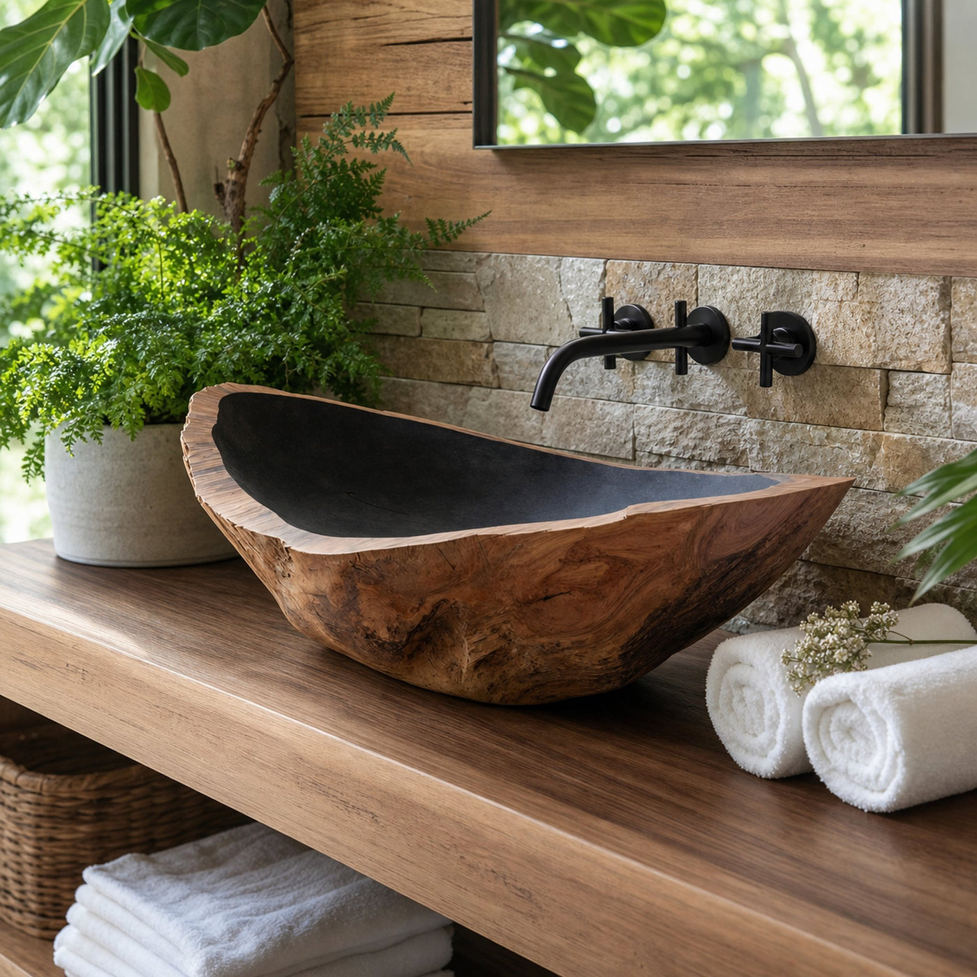 Farmhouse Wood Wash Basin For Country Style Bathroom
