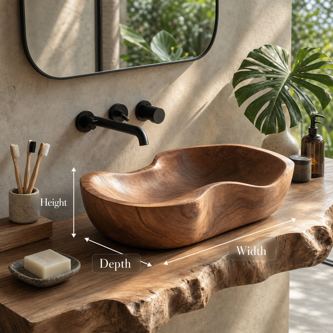 Farmhouse Wood Wash Basin Natural Style For Bathroom - product view 8