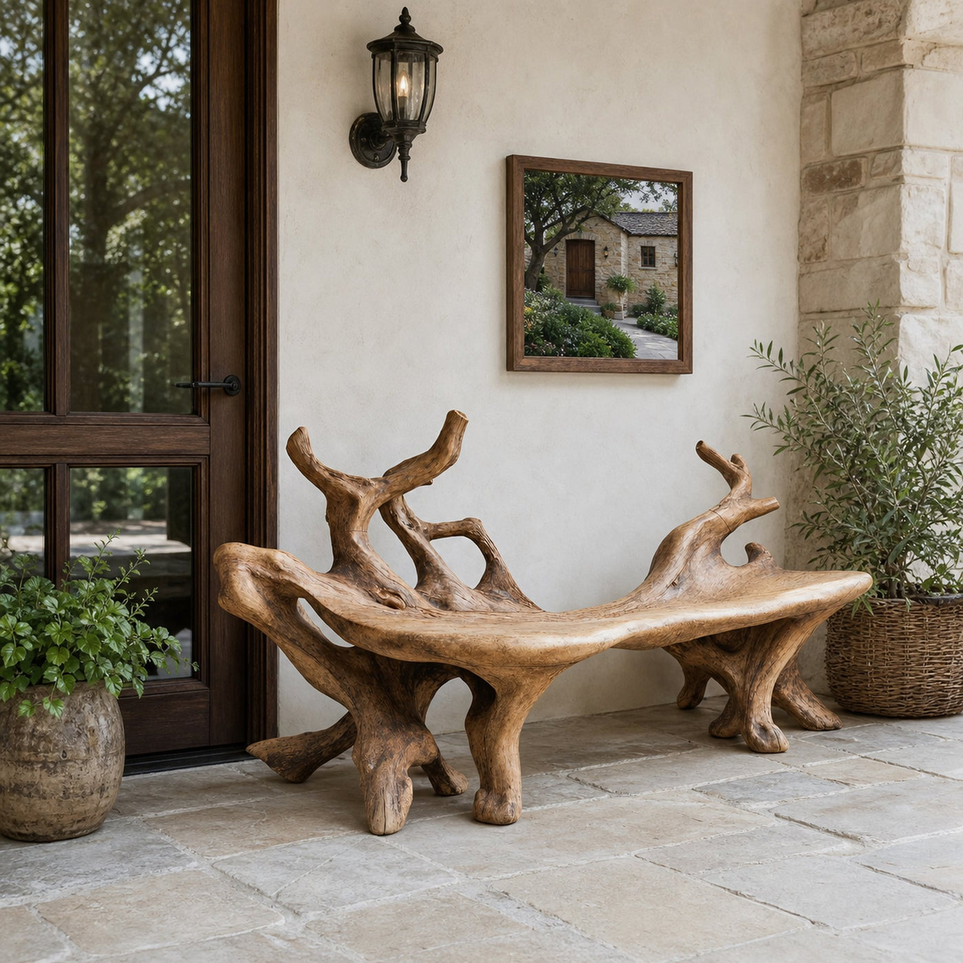 Farmhouse Wooden Bench For Cozy Living Room Accents