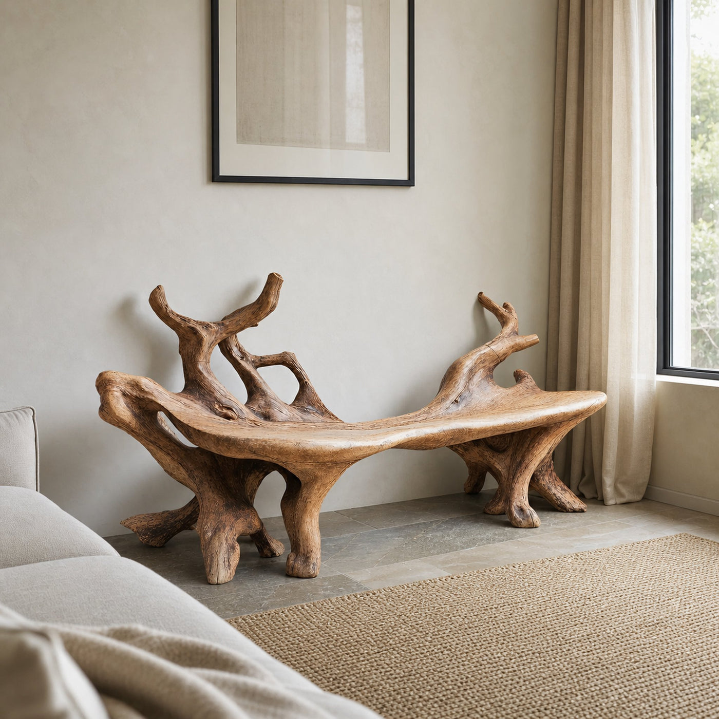 Farmhouse Wooden Bench For Cozy Living Room Accents - product view 6