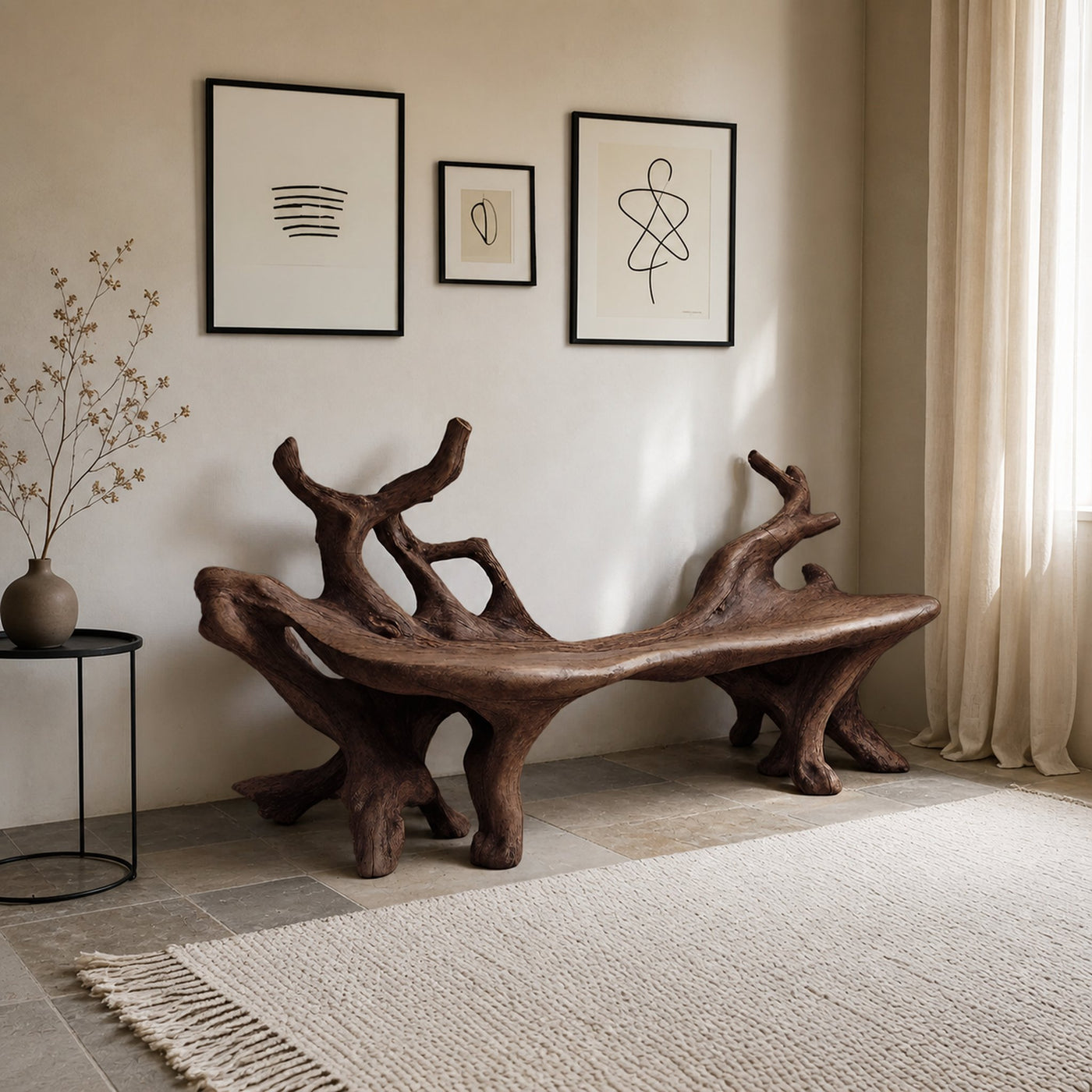 Farmhouse Wooden Bench For Cozy Living Room Accents - product view 7