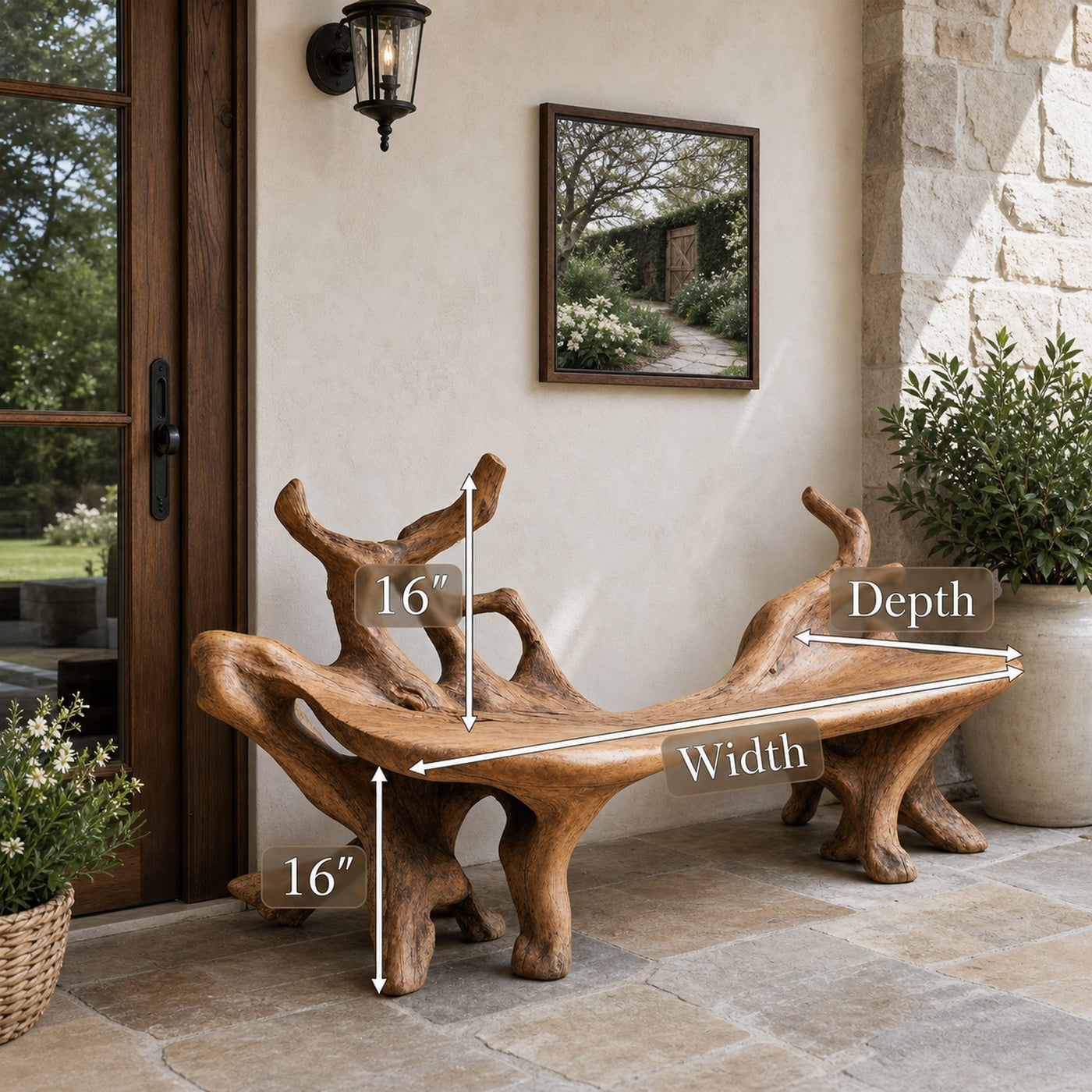 Farmhouse Wooden Bench For Cozy Living Room Accents - product view 8