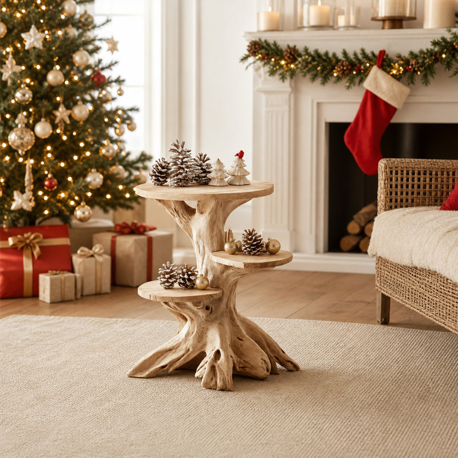 Farmhouse Wooden End Table For Furniture Decor Holiday Display