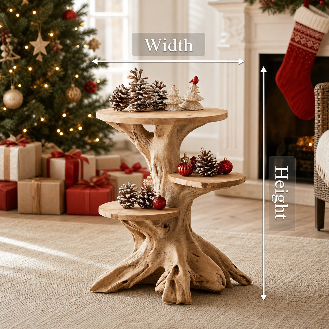 Farmhouse Wooden End Table For Furniture Decor Holiday Display - product view 8