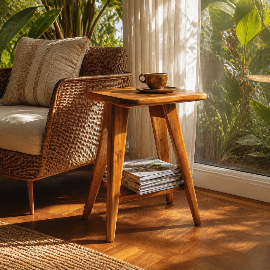 Farmhouse Wooden Side Table For Living Room Furniture Design