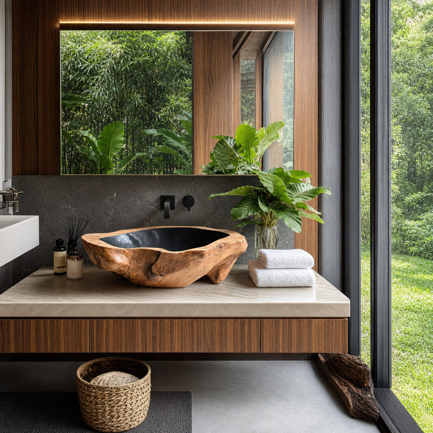 Farmhouse Wooden Vessel Sink For Bathroom