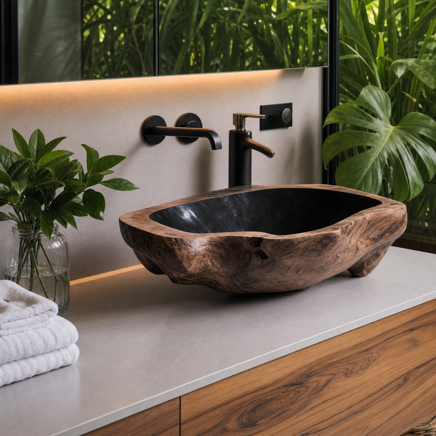 Farmhouse Wooden Vessel Sink For Bathroom - product view 7