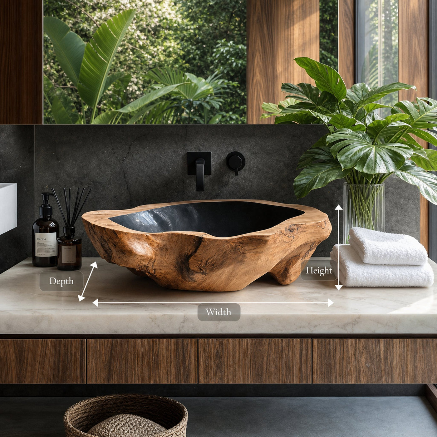 Farmhouse Wooden Vessel Sink For Bathroom - product view 8