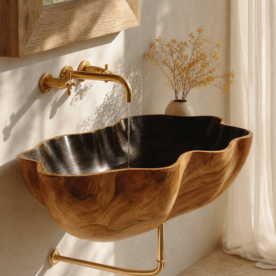 Farmhouse Wooden Wall Mounted Bathroom Sink For Bathroom Furniture Decor