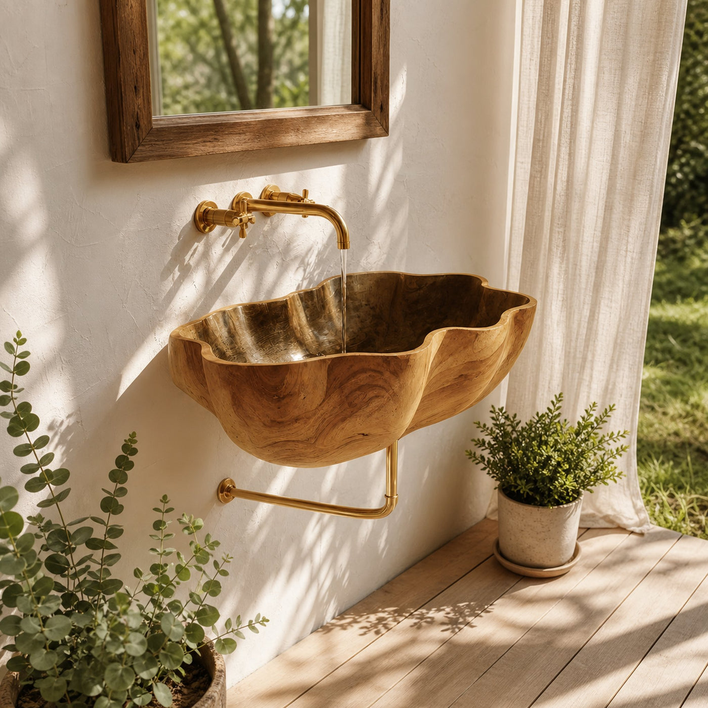 Farmhouse Wooden Wall Mounted Bathroom Sink For Bathroom Furniture Decor - product view 6