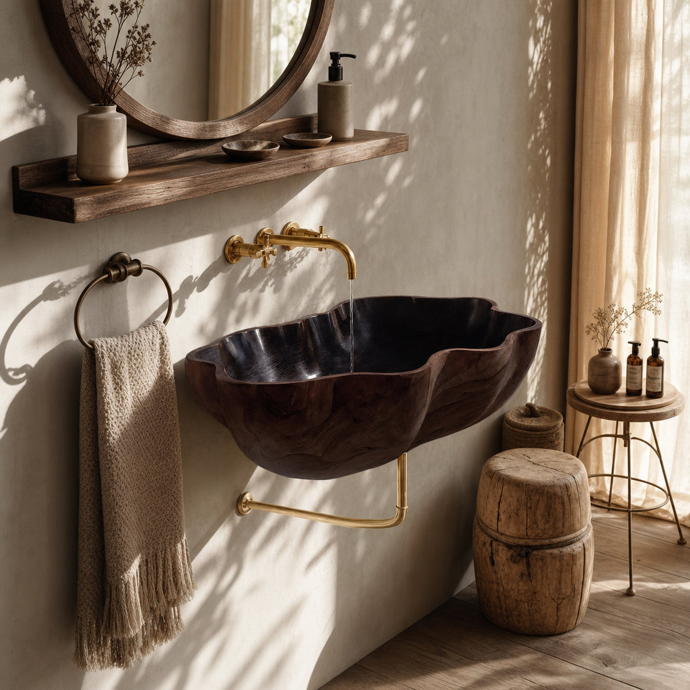 Farmhouse Wooden Wall Mounted Bathroom Sink For Bathroom Furniture Decor - product view 7
