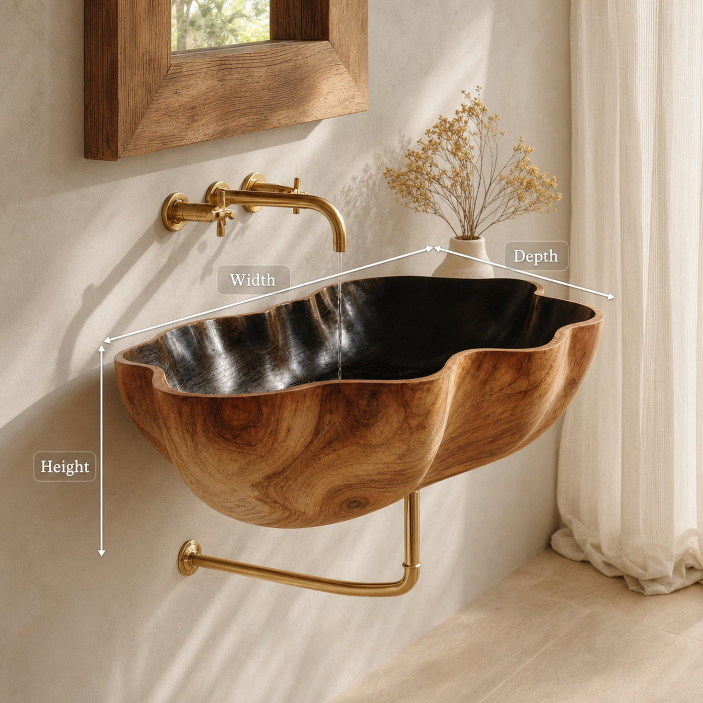 Farmhouse Wooden Wall Mounted Bathroom Sink For Bathroom Furniture Decor - product view 8
