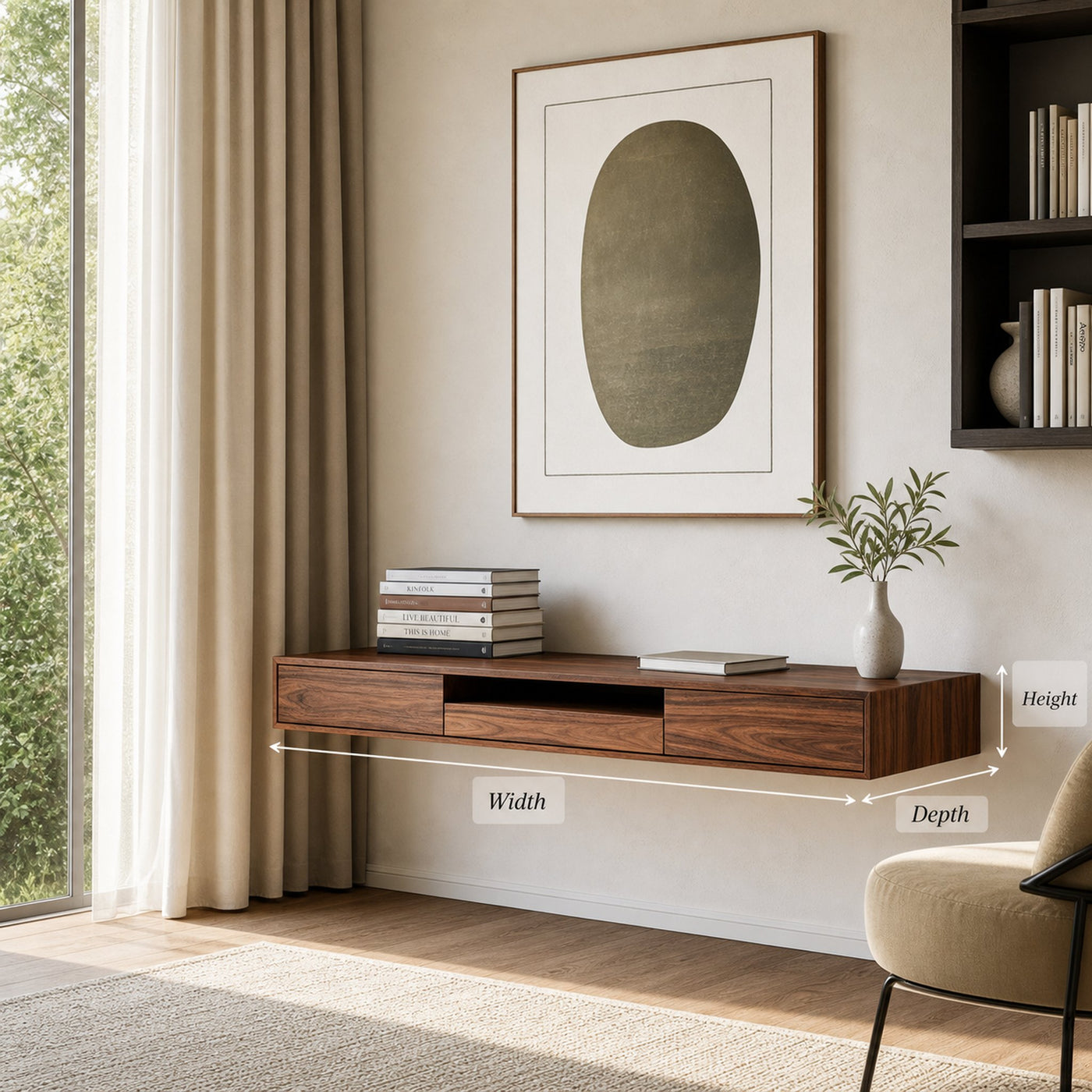 Floating Desk With Hidden Drawers For Home Office - product view 8