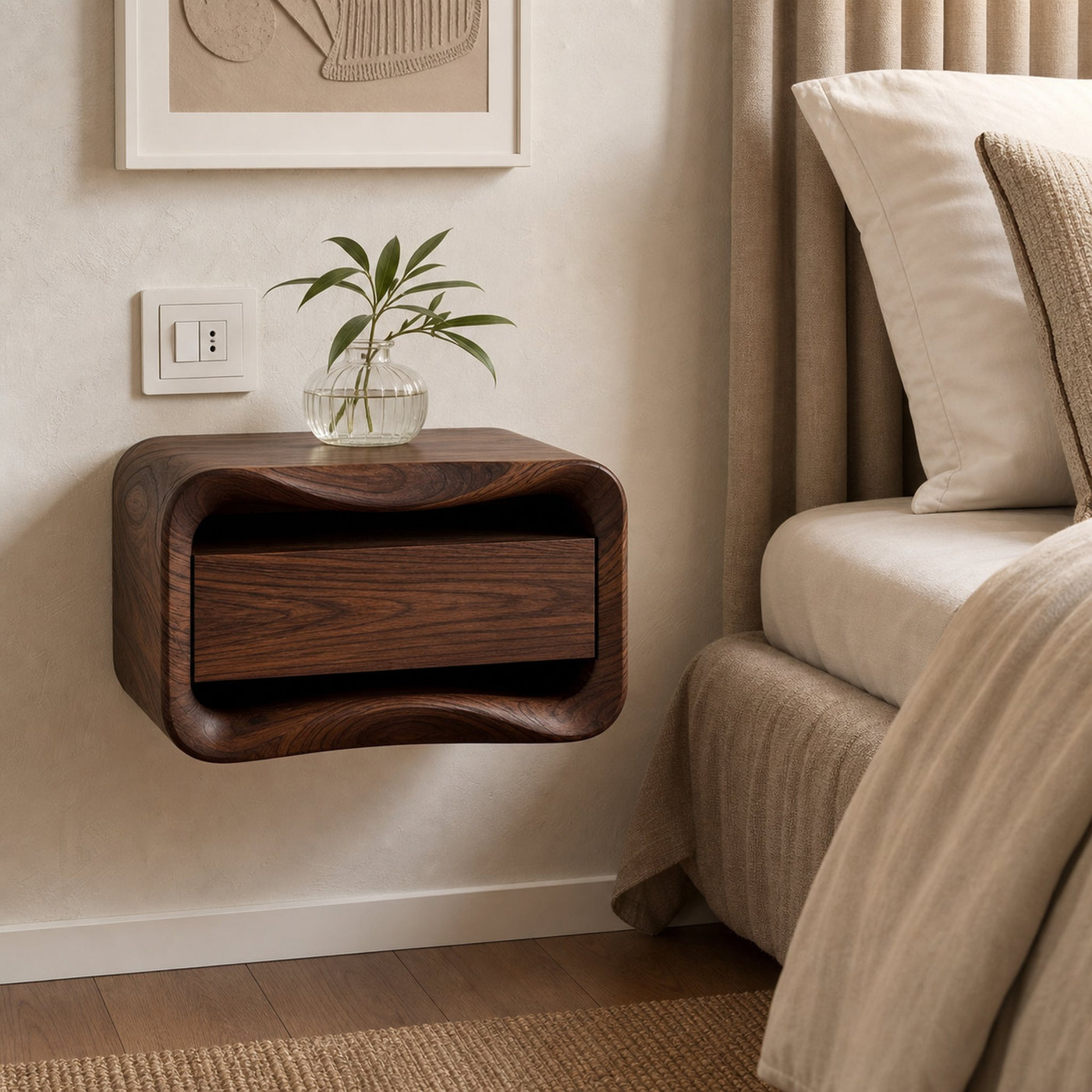 Floating Nightstand Organic Curved Design For Bedroom - product view 7