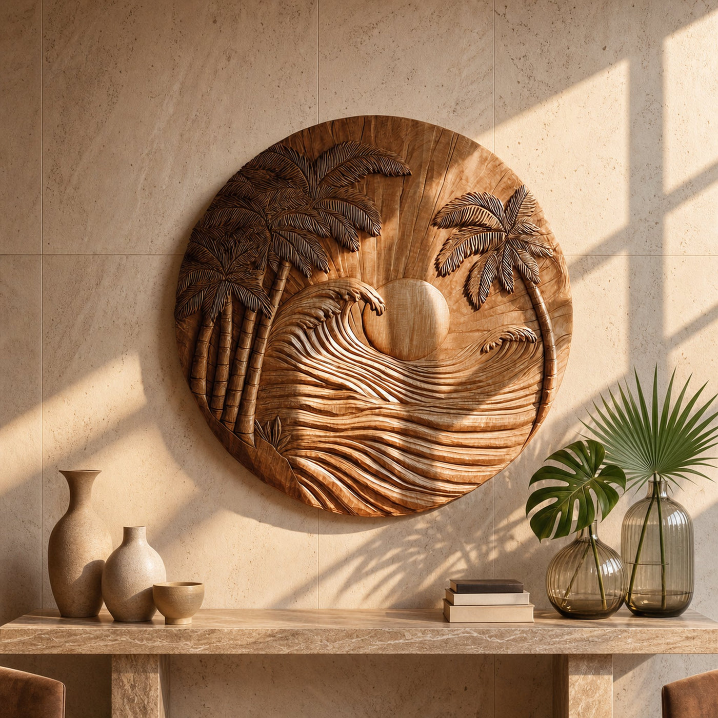 Floral Wooden Wall Sculpture For Elegant Botanical Home Decor