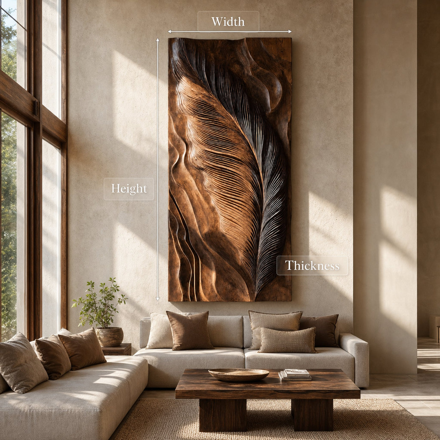Hand Carved Feather Wall Art Design For Home - product view 6