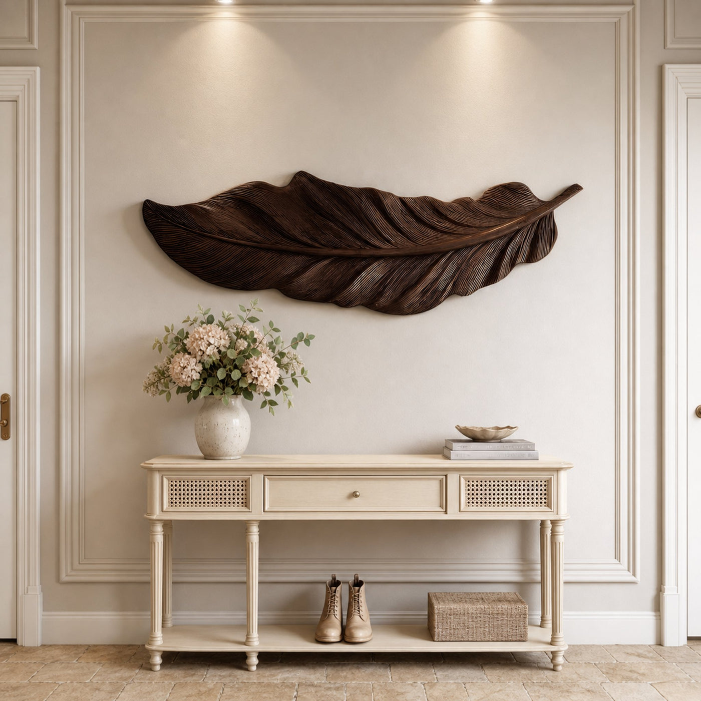 Hand Carved Feather Wall Art For Modern Home Decor - product view 7