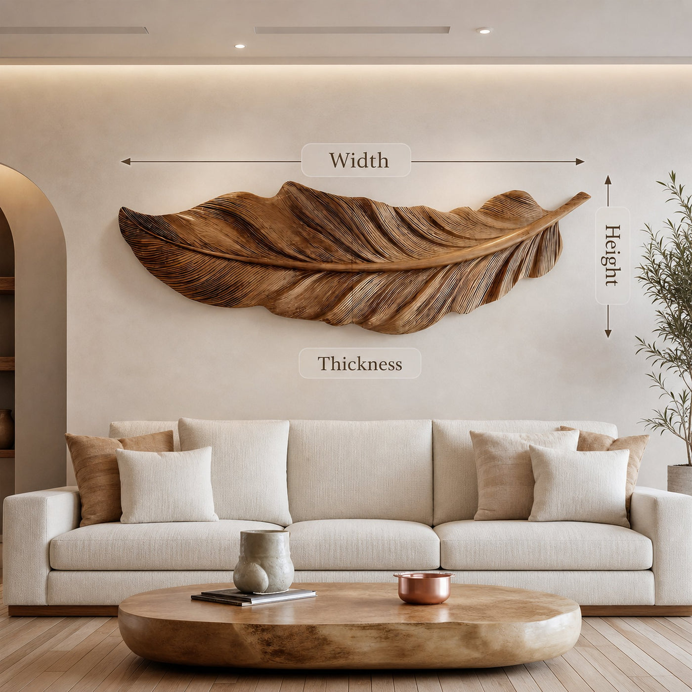 Hand Carved Feather Wall Art For Modern Home Decor - product view 8