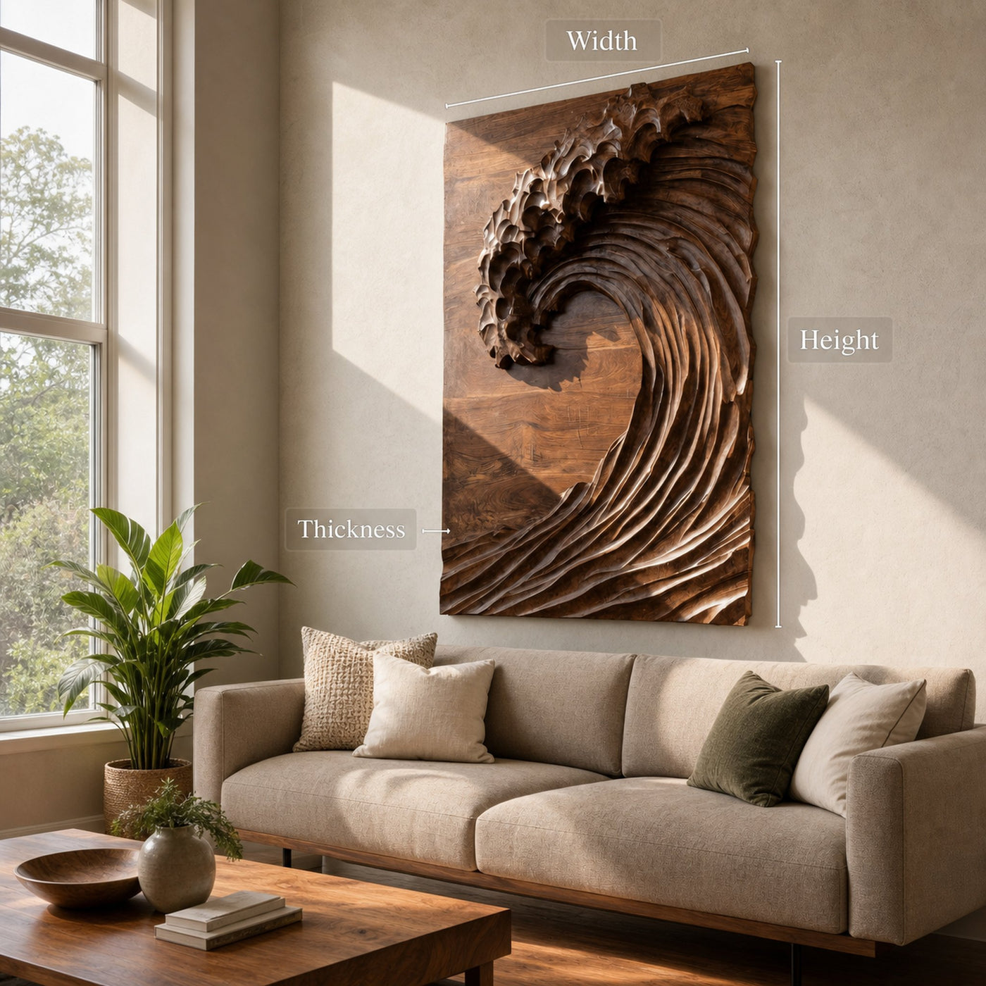 Hand Carved Wave Wall Art For Modern Living Room Decor - product view 6
