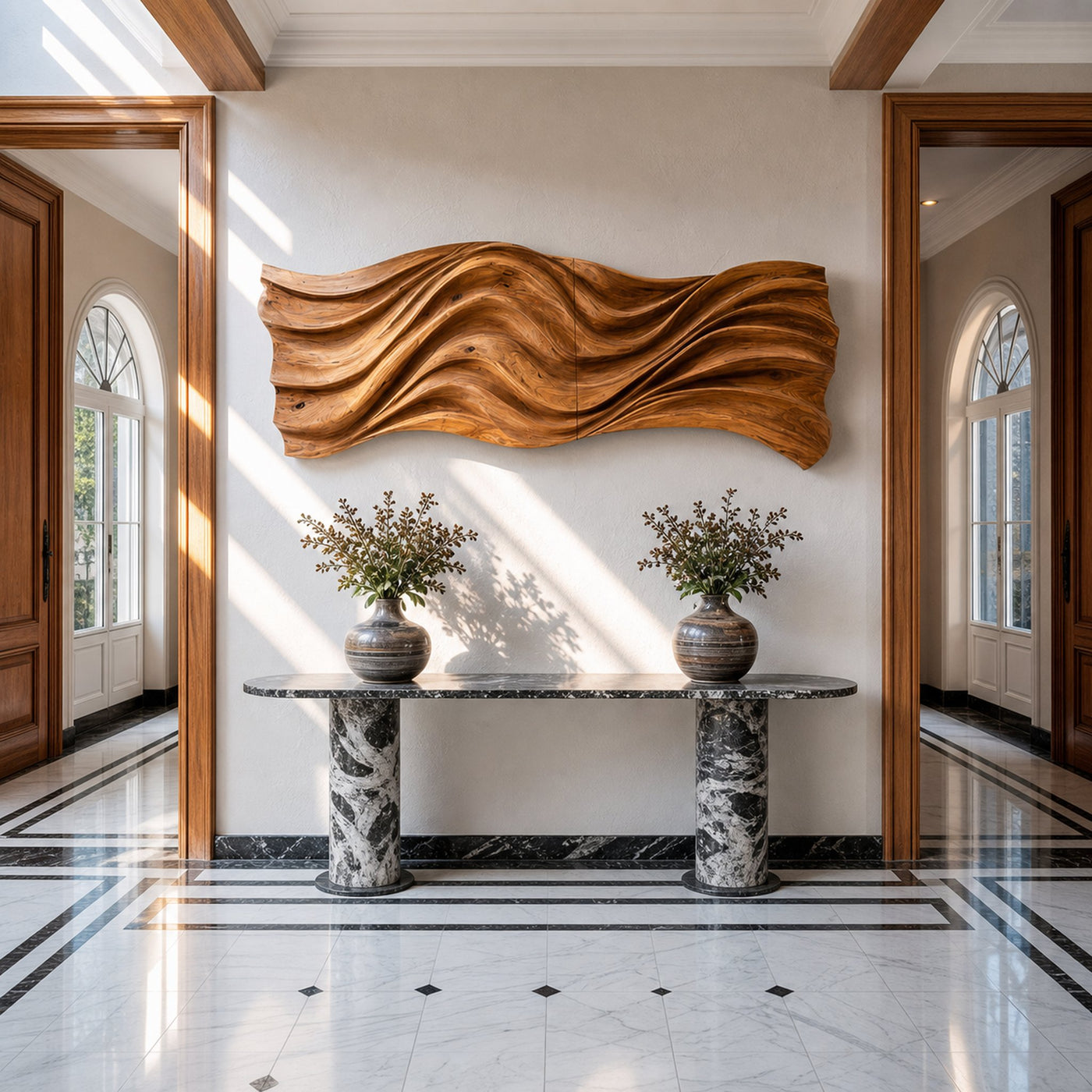 Hand Carved Wavy Wood Wall Art For Living Spaces - product view 6