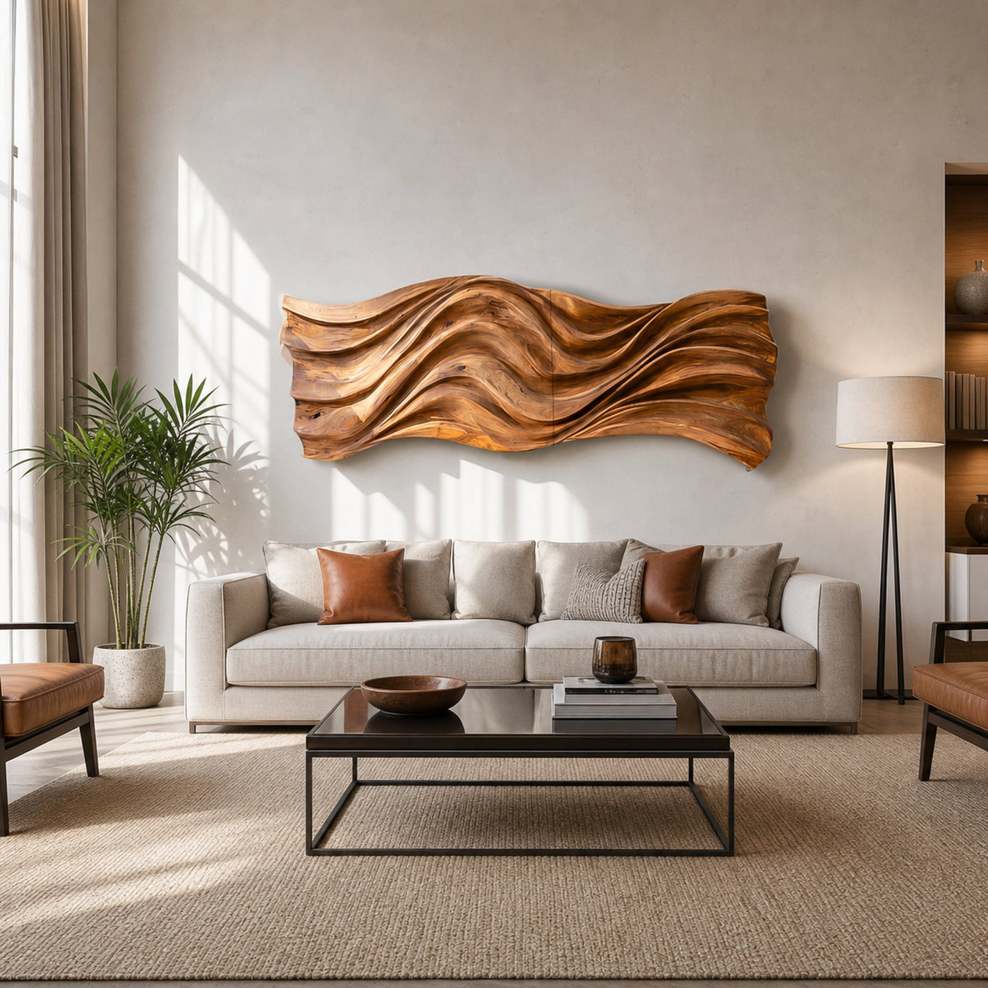 Hand Carved Wavy Wood Wall Art For Living Spaces - product view 7