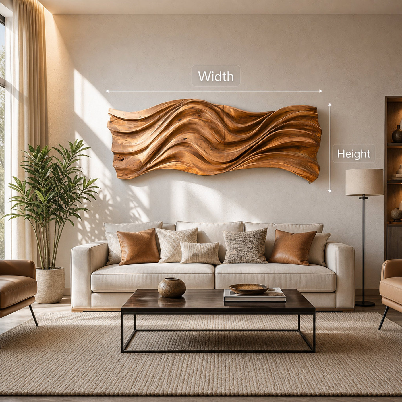 Hand Carved Wavy Wood Wall Art For Living Spaces - product view 8