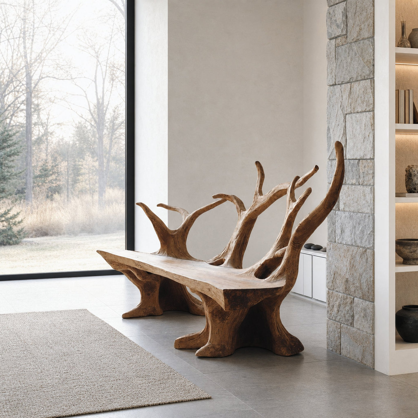 Handcrafted Branch Bench For Living Room Statement Pieces