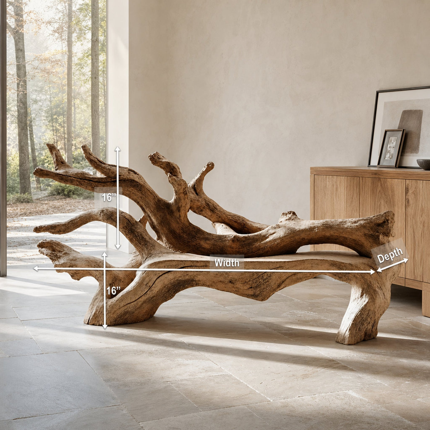 Handcrafted Branch Bench For Versatile Living Room Seating - product view 8