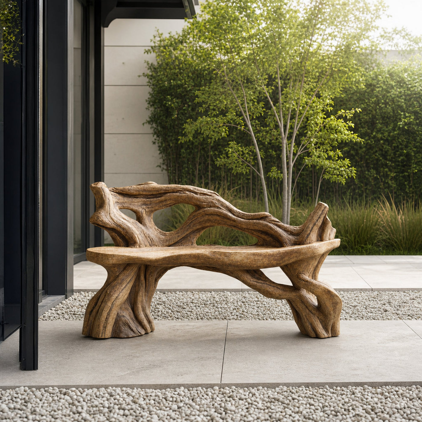 Handcrafted Branch Bench Outdoor Decor For Hand Carved Gardens