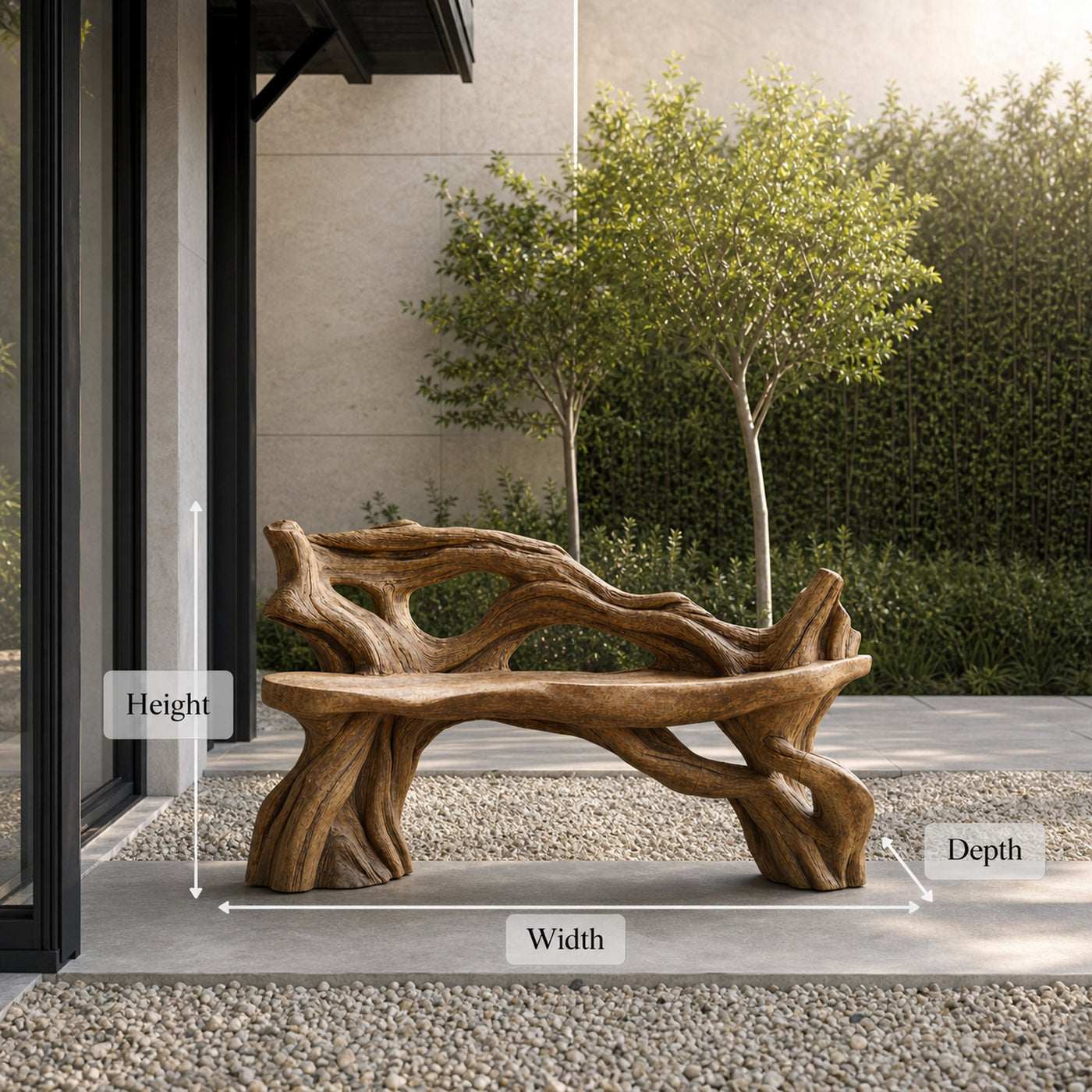 Handcrafted Branch Bench Outdoor Decor For Hand Carved Gardens - product view 8