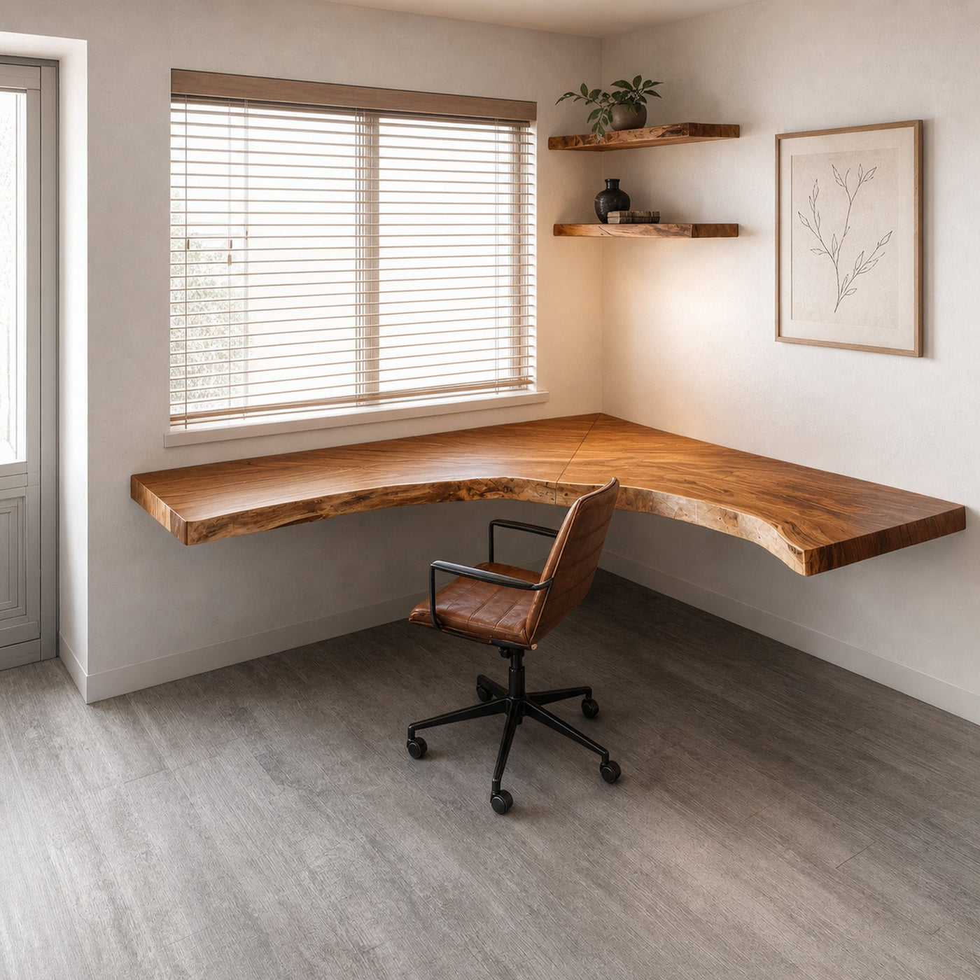 Handcrafted Corner Desk Floating L Shaped For Home Workspace