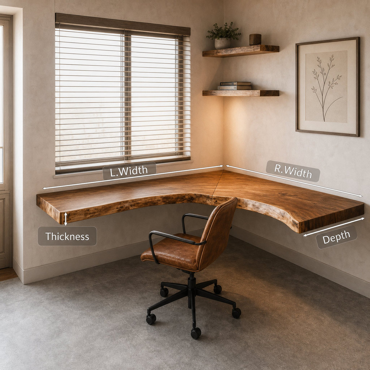 Handcrafted Corner Desk Floating L Shaped For Home Workspace - product view 6