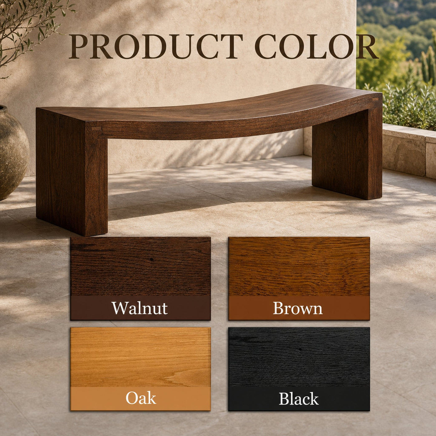 Handcrafted Curved Wood Bench For Outdoor Furniture Styling - product view 6