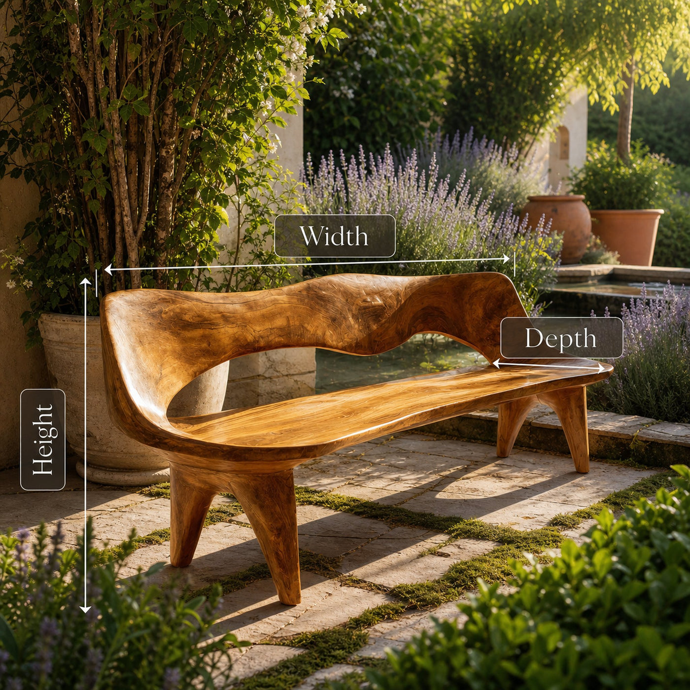Handcrafted Curved Wood Bench For Outdoor Furniture Styling - product view 7
