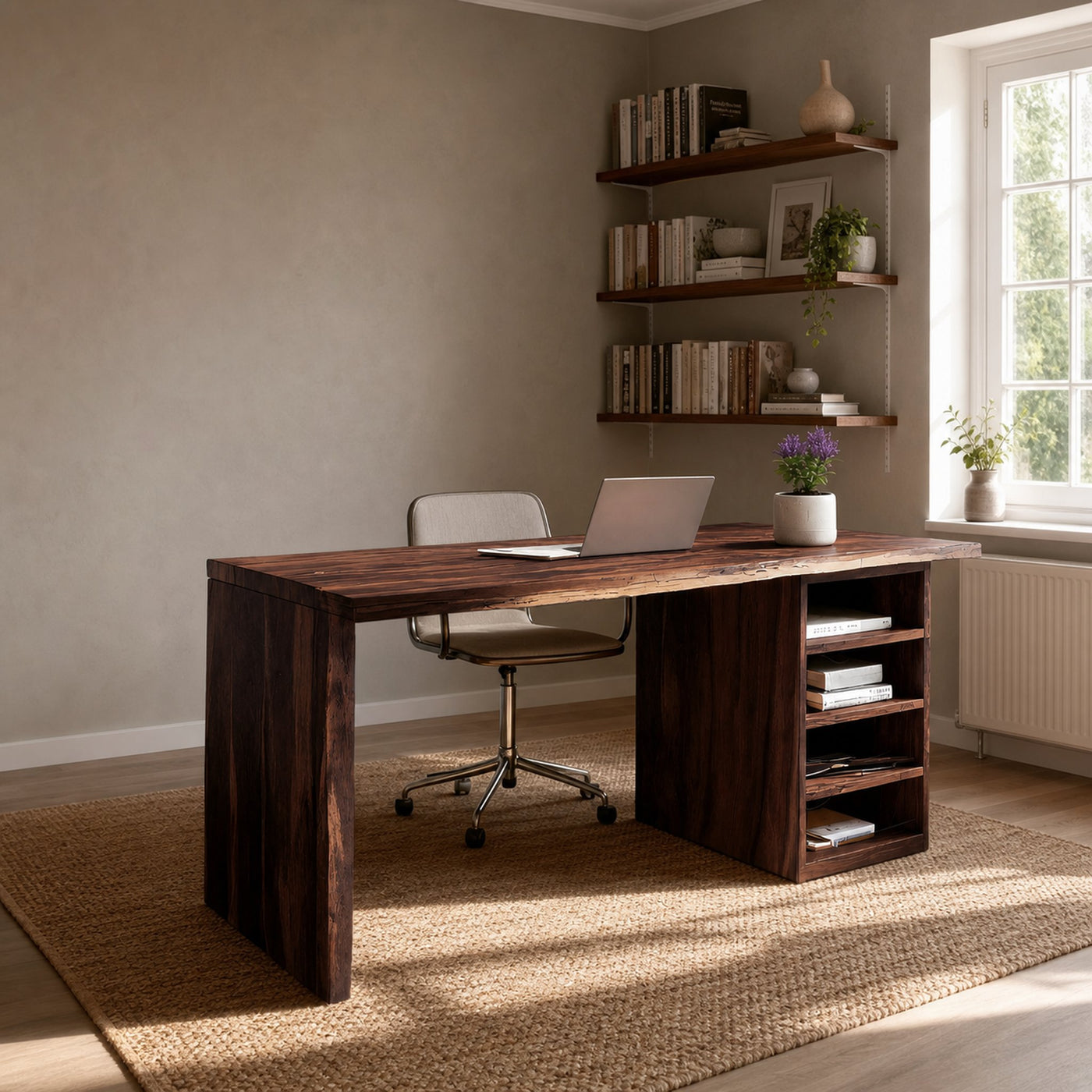 Handcrafted Desk With Storage Shelves For Home Office - product view 6