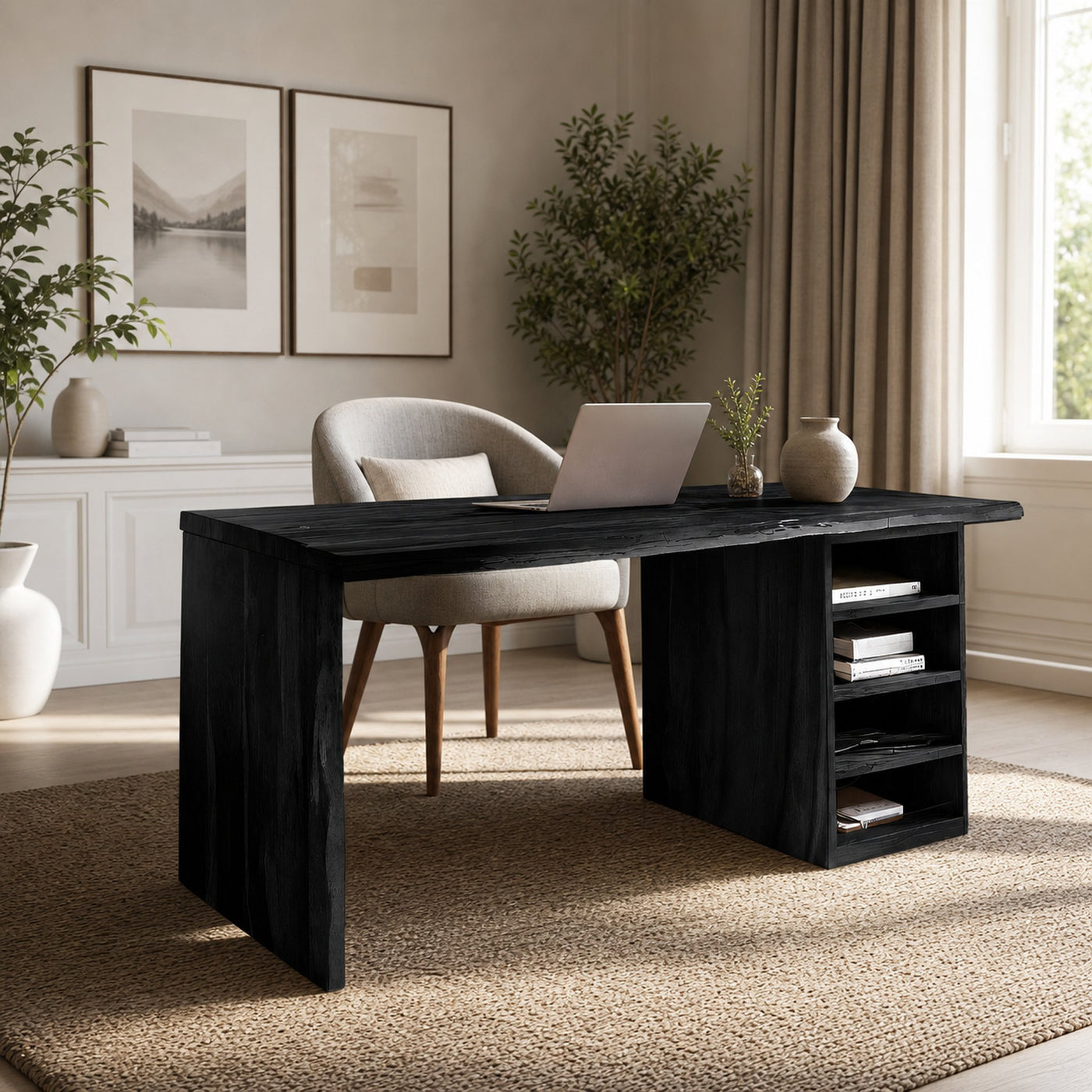 Handcrafted Desk With Storage Shelves For Home Office - product view 7