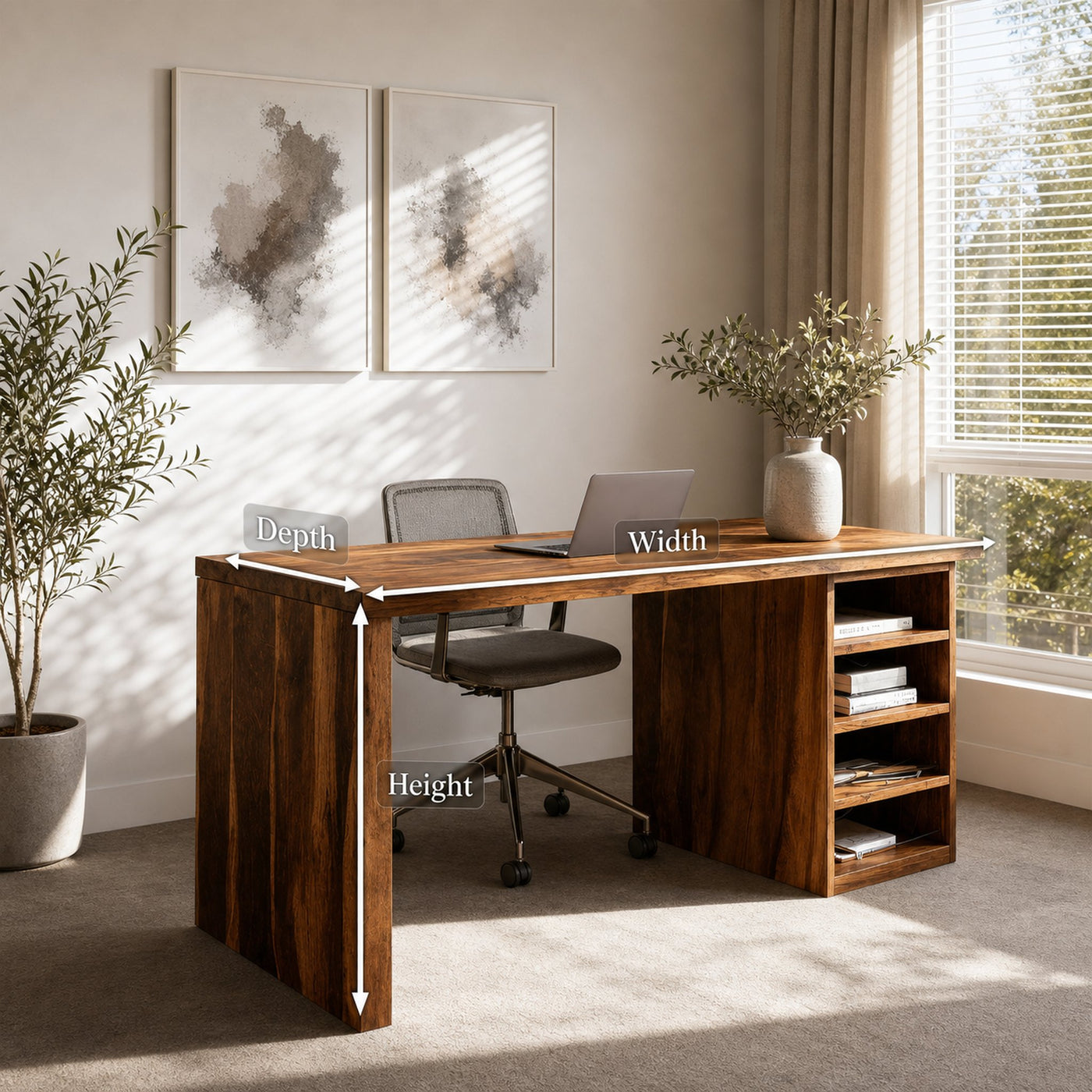 Handcrafted Desk With Storage Shelves For Home Office - product view 8