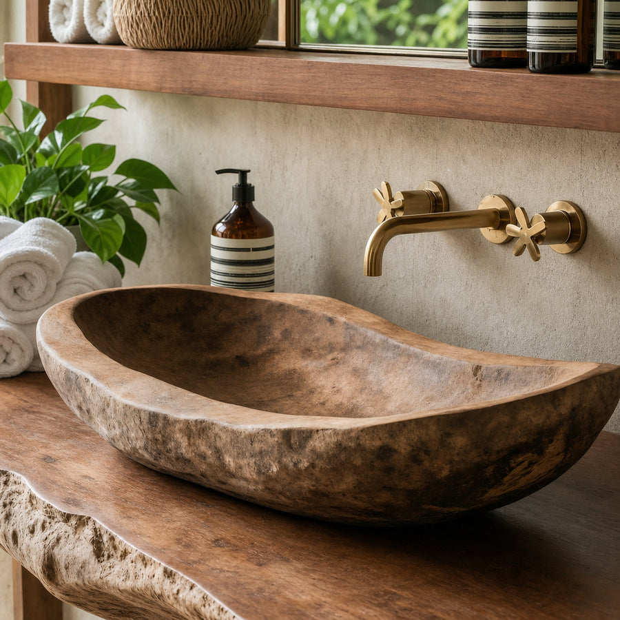 Handcrafted Farmhouse Wood Wash Basin For Bathroom Use