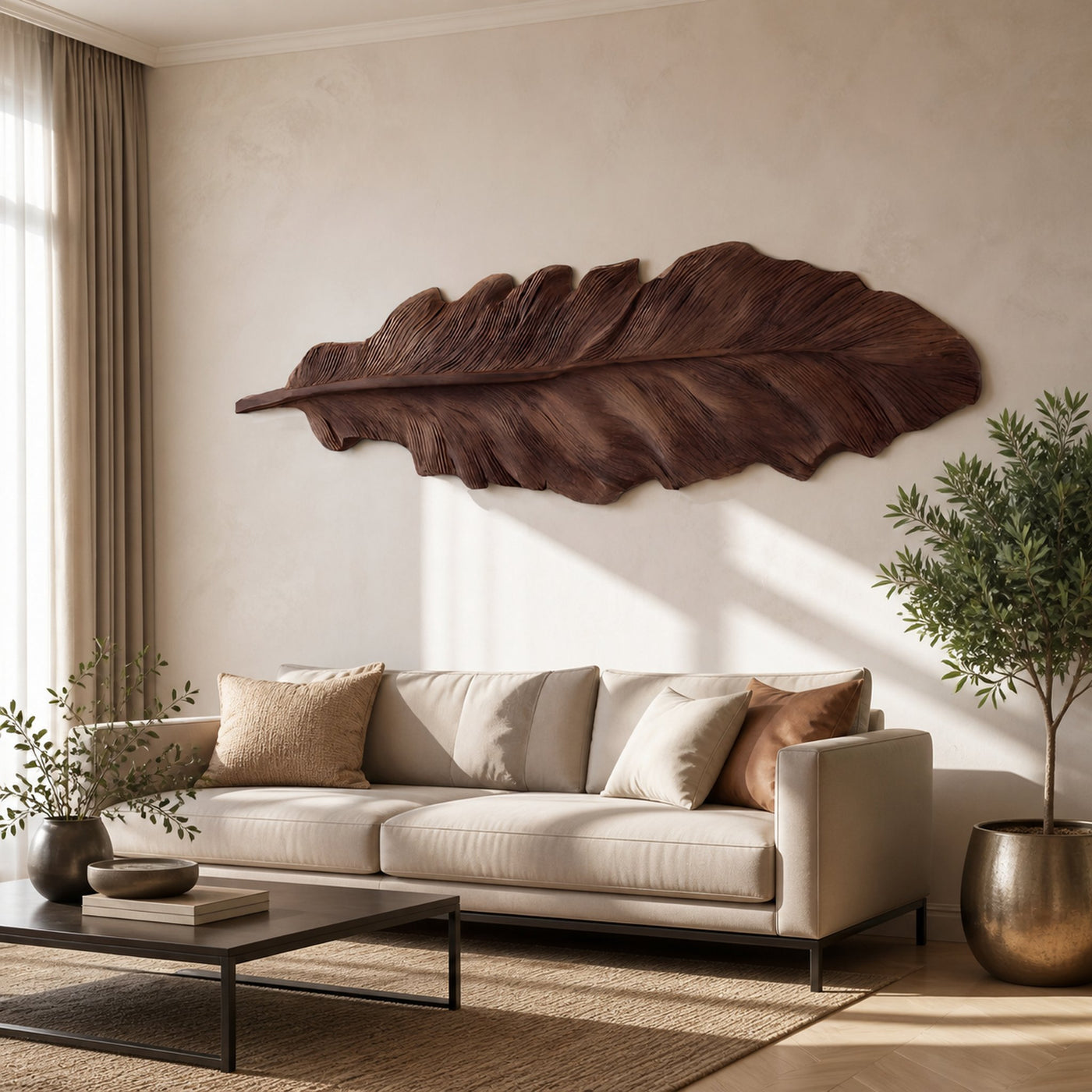 Handcrafted Feather Wall Sculpture For Living Room Decor - product view 7