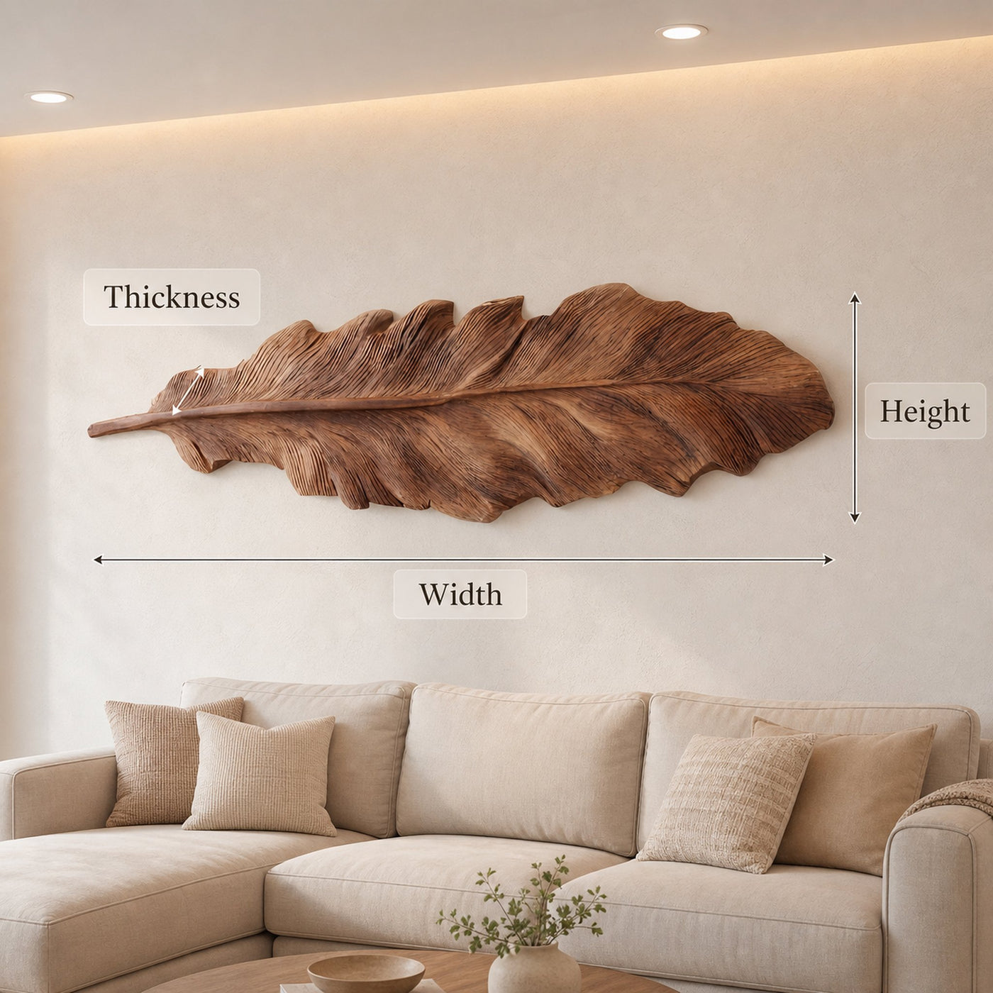 Handcrafted Feather Wall Sculpture For Living Room Decor - product view 8