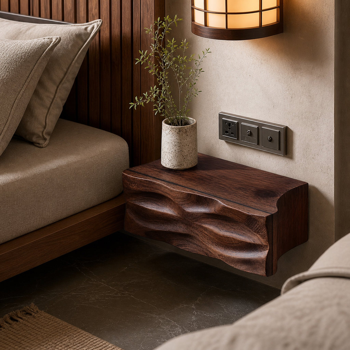 Handcrafted Floating Nightstand With Drawer For Bedroom - product view 6