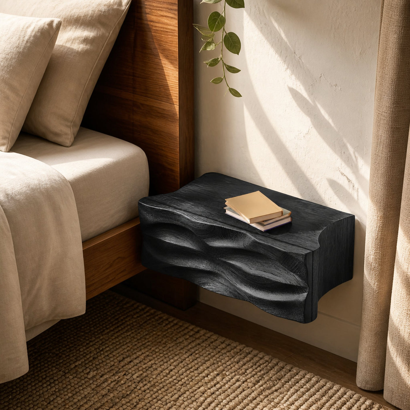 Handcrafted Floating Nightstand With Drawer For Bedroom - product view 7
